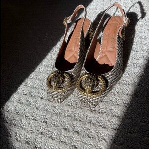 Kurt Geiger Chelsea Crystal Embellished Houndstooth Slingback Pumps